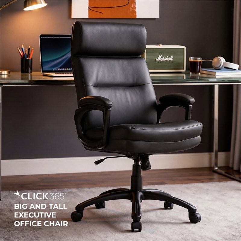 Click365 Classic Big & Tall Executive Office Chair Bonded Leather Black