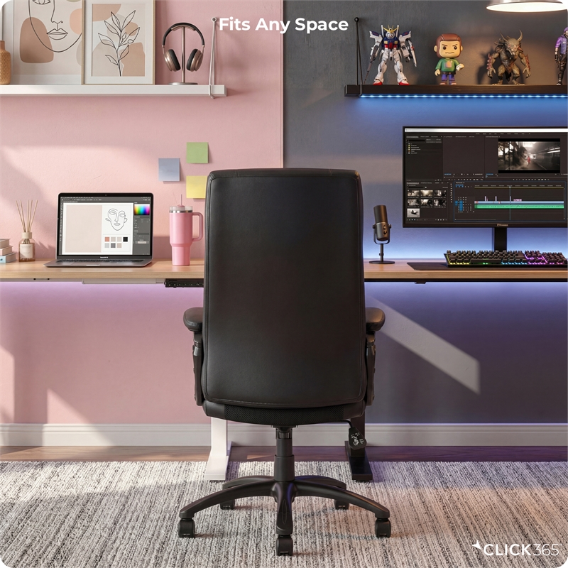 Click365 Classic Big & Tall Executive Office Chair Bonded Leather Black