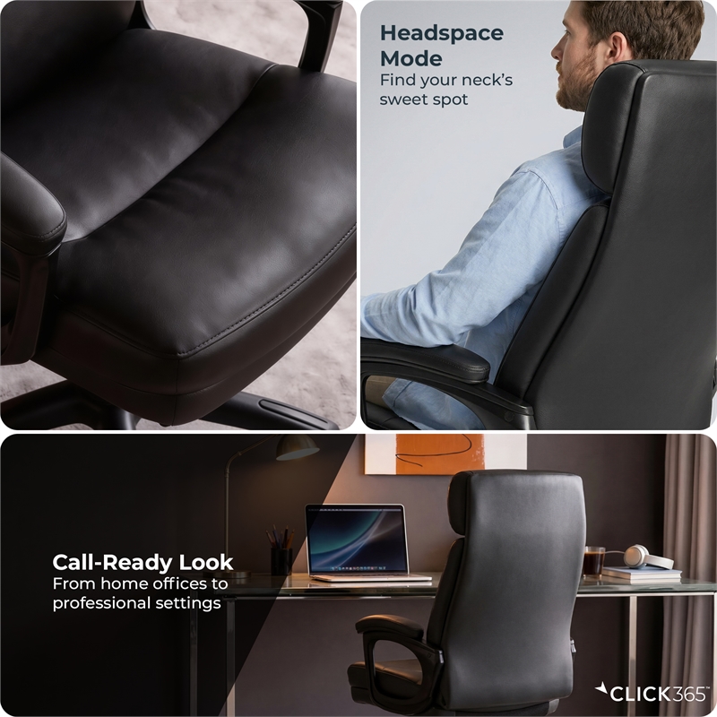 Click365 Classic Big & Tall Executive Office Chair Bonded Leather Black