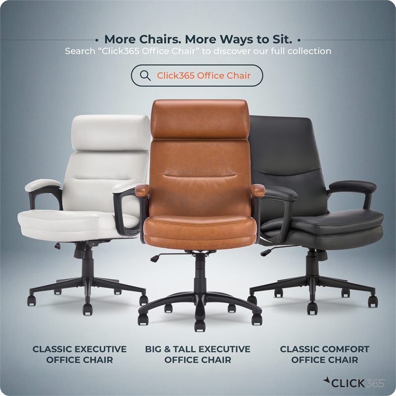 Click365 Classic Big & Tall Executive Office Chair Bonded Leather Black