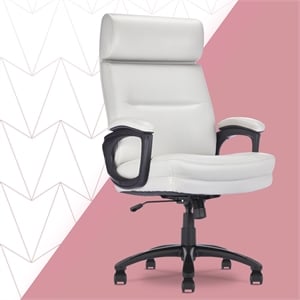 Click365 Classic Big & Tall Executive Office Chair Bonded Leather Light Gray