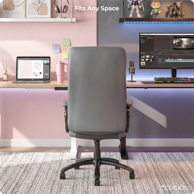 Click365 Classic Big & Tall Executive Office Chair Bonded Leather Gray