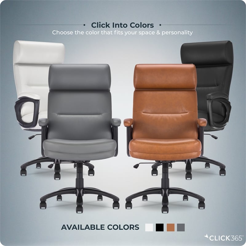 Click365 Classic Big & Tall Executive Office Chair Bonded Leather Gray