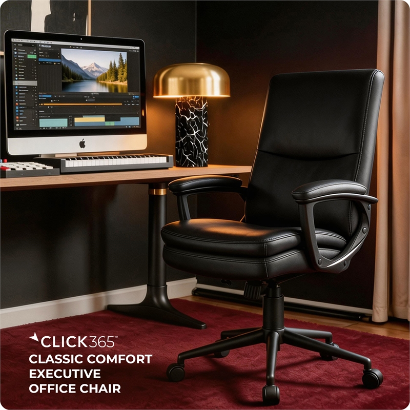 Click365 Classic Comfort Executive Office Chair Bonded Leather Black