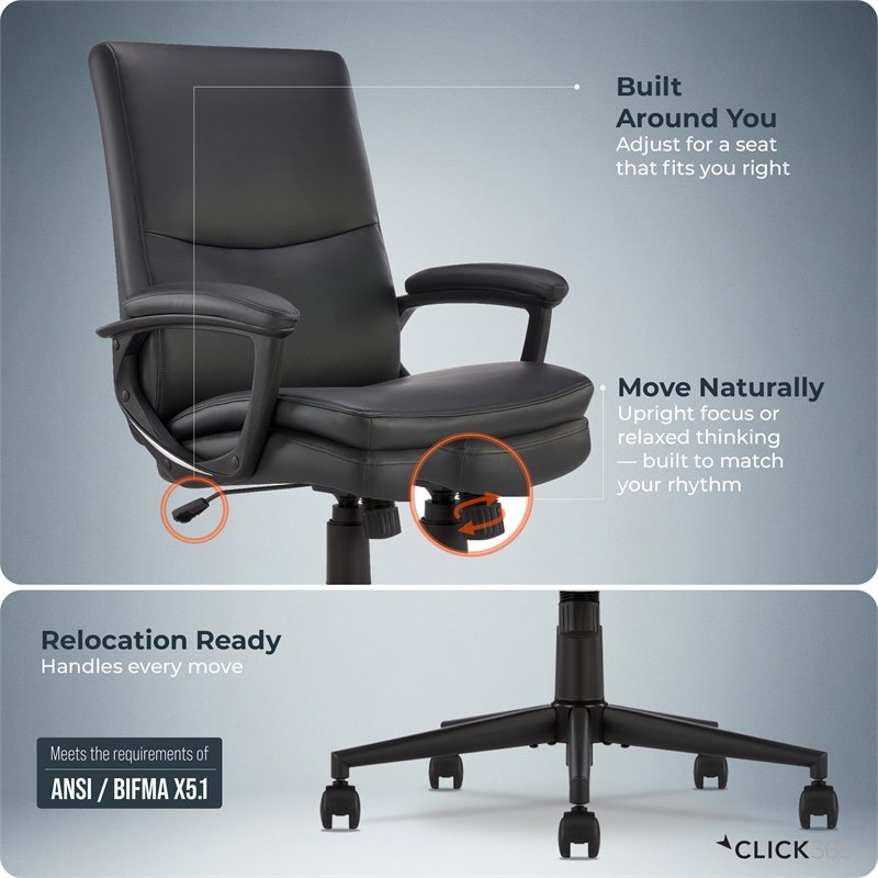 Click365 Classic Comfort Executive Office Chair Bonded Leather Black