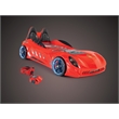 Titi Racer Modern Wood Shark Twin Race Car Bed with Remote Control in Red