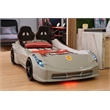 Titi Racer Modern Wood TT Twin Race Car Bed with Remote Control in Gray