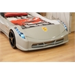 Titi Racer Modern Wood TT Twin Race Car Bed with Remote Control in Gray