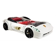 Titi Racer Modern Wood TT Twin Race Car Bed with Remote Control in White