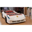 Titi Racer Modern Wood TT Twin Race Car Bed with Remote Control in White