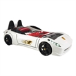 Titi Racer Modern Wood TT Twin Race Car Bed with Remote Control in White