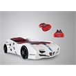 Titi Racer Modern GTI Wood Twin Race Car Bed with Remote Control in White