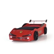 Titi Racer Modern Woody Twin Race Car Bed with LED Headlights in Red