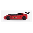 Titi Racer Modern Woody Twin Race Car Bed with LED Headlights in Red