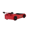 Titi Racer Modern Woody Twin Race Car Bed with LED Headlights in Red