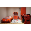 Titi Racer Modern GTI Wood Twin Race Car Bed with Remote Control in Red
