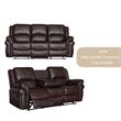 Hybition 3 - Piece Living Room Set Faux Leather Sofa Set-Brown