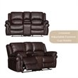 Hybition 3 - Piece Living Room Set Faux Leather Sofa Set-Brown