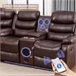 Hybition Faux Leather Living Room Set Modern Reclining Sectional Sofa Set- Brown