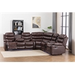 Hybition Faux Leather Living Room Set Modern Reclining Sectional Sofa Set- Brown