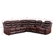 Hybition Faux Leather Living Room Set Modern Reclining Sectional Sofa Set- Brown