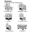 Hybition Modern Convertible Velvet Sectional Sofa with Ottoman&Console Gray