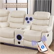 Hybition Faux Leather Living Room Set Reclining Sectional Sofa White