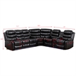 Hybition Faux Leather Living Room Set Reclining Sectional Sofa Black