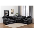 Hybition Faux Leather Living Room Set Reclining Sectional Sofa Black
