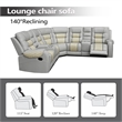 Hybition Manual Recliner Sectional Sofa Set PU Leather L-Shaped Couch Beige