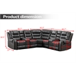 Hybition Manual Recliner Sectional Sofa Set PU Leather L-Shaped Couch Gray