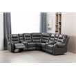 Hybition Manual Recliner Sectional Sofa Set PU Leather L-Shaped Couch Gray