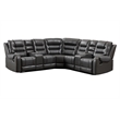 Hybition Manual Recliner Sectional Sofa Set PU Leather L-Shaped Couch Gray