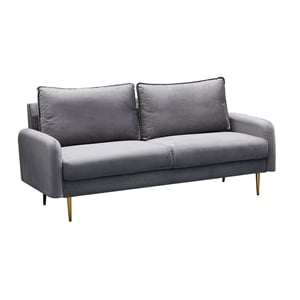 Hybition Velvet Sofa Modern Couch with Metal Legs for Living Room-Grey