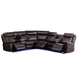 Hybition Power Reclining Sectional Sofa  PU Leather L-Shaped Sofa -Brown