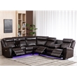 Hybition Power Reclining Sectional Sofa  PU Leather L-Shaped Sofa -Brown