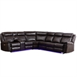 Hybition Power Reclining Sectional Sofa  PU Leather L-Shaped Sofa -Brown