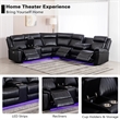 Hybition Power Reclining Sectional Sofa  PU Leather L-Shaped Sofa -Black