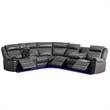 Hybition Power Reclining Sectional Sofa  PU Leather L-Shaped Sofa -Grey
