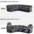 Hybition Power Reclining Sectional Sofa  PU Leather L-Shaped Sofa -Grey