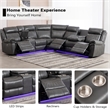 Hybition Power Reclining Sectional Sofa  PU Leather L-Shaped Sofa -Grey