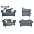Hybition Modern Velvet Sofa Set Button Tufted Sofa and Loveseat-Dark Grey