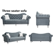 Hybition Modern Velvet Sofa Set Button Tufted Sofa and Loveseat-Dark Grey