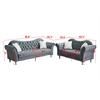 Hybition Modern Velvet Sofa Set Button Tufted Sofa and Loveseat-Dark Grey