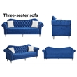 Hybition Modern Velvet Sofa Set Button Tufted Sofa and Loveseat -Blue