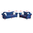 Hybition Modern Velvet Sofa Set Button Tufted Sofa and Loveseat -Blue