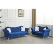Hybition Modern Velvet Sofa Set Button Tufted Sofa and Loveseat -Blue