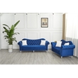Hybition Modern Velvet Sofa Set Button Tufted Sofa and Loveseat -Blue