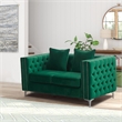 Hybition Velvet Sofa Modern Loveseat with Button-Tufted & Metal Legs Green