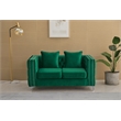Hybition Velvet Sofa Modern Loveseat with Button-Tufted & Metal Legs Green